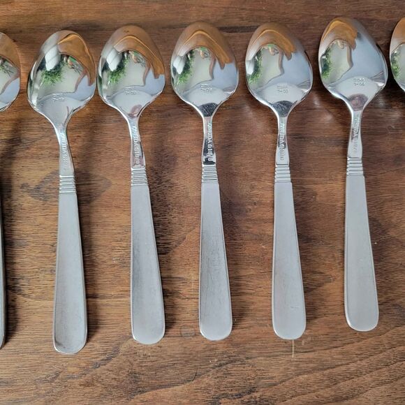 Lot of 7 Oneida 18/8 Stainless OHS345 Pattern Spoons Frosted Handle - Picture 6 of 9